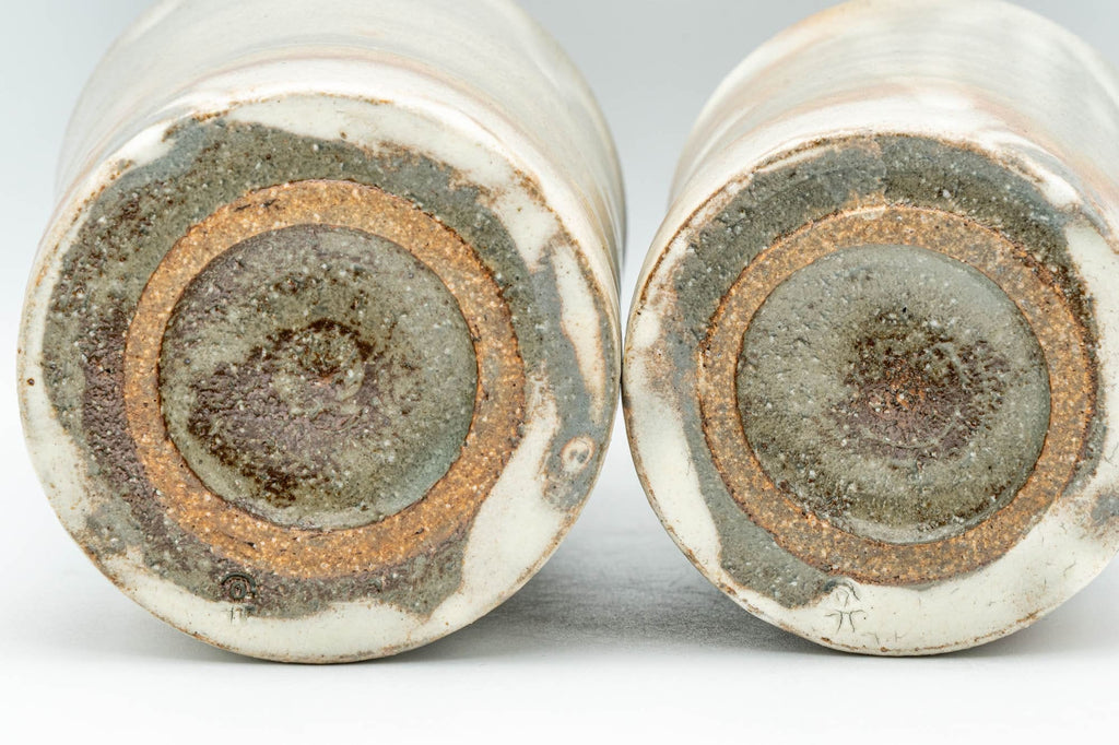 Japanese Teacups - Pair of Drip-Glazed Tsutsu-gata Meoto Yunomi