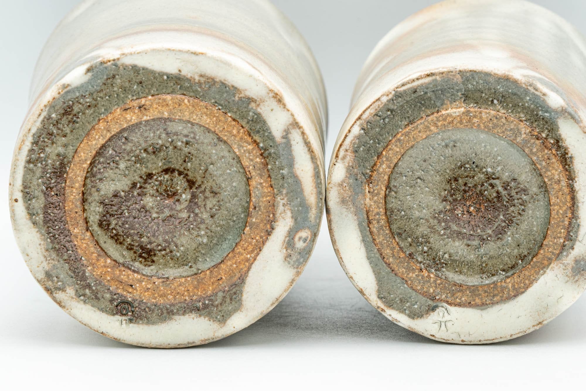 Japanese Teacups - Pair of Drip-Glazed Tsutsu-gata Meoto Yunomi