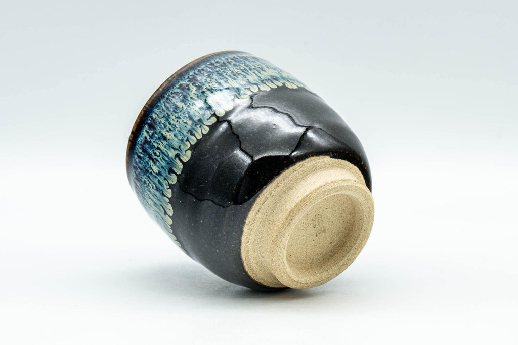 Japanese Teacup - Black Hare's Fur Drip-Glazed Yunomi - 120ml