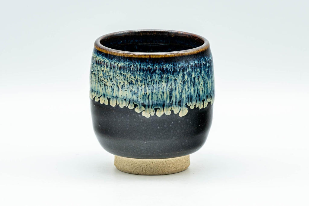 Japanese Teacup - Black Hare's Fur Drip-Glazed Yunomi - 120ml