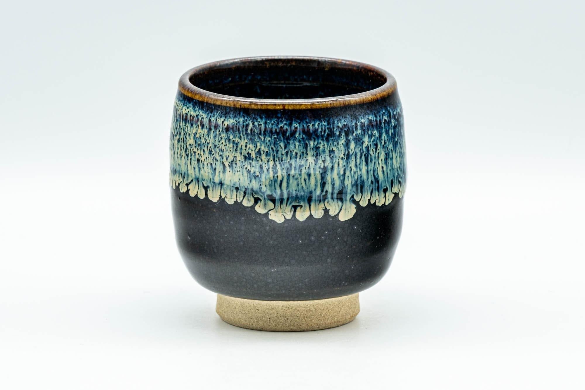 Japanese Teacup - Black Hare's Fur Drip-Glazed Yunomi - 120ml