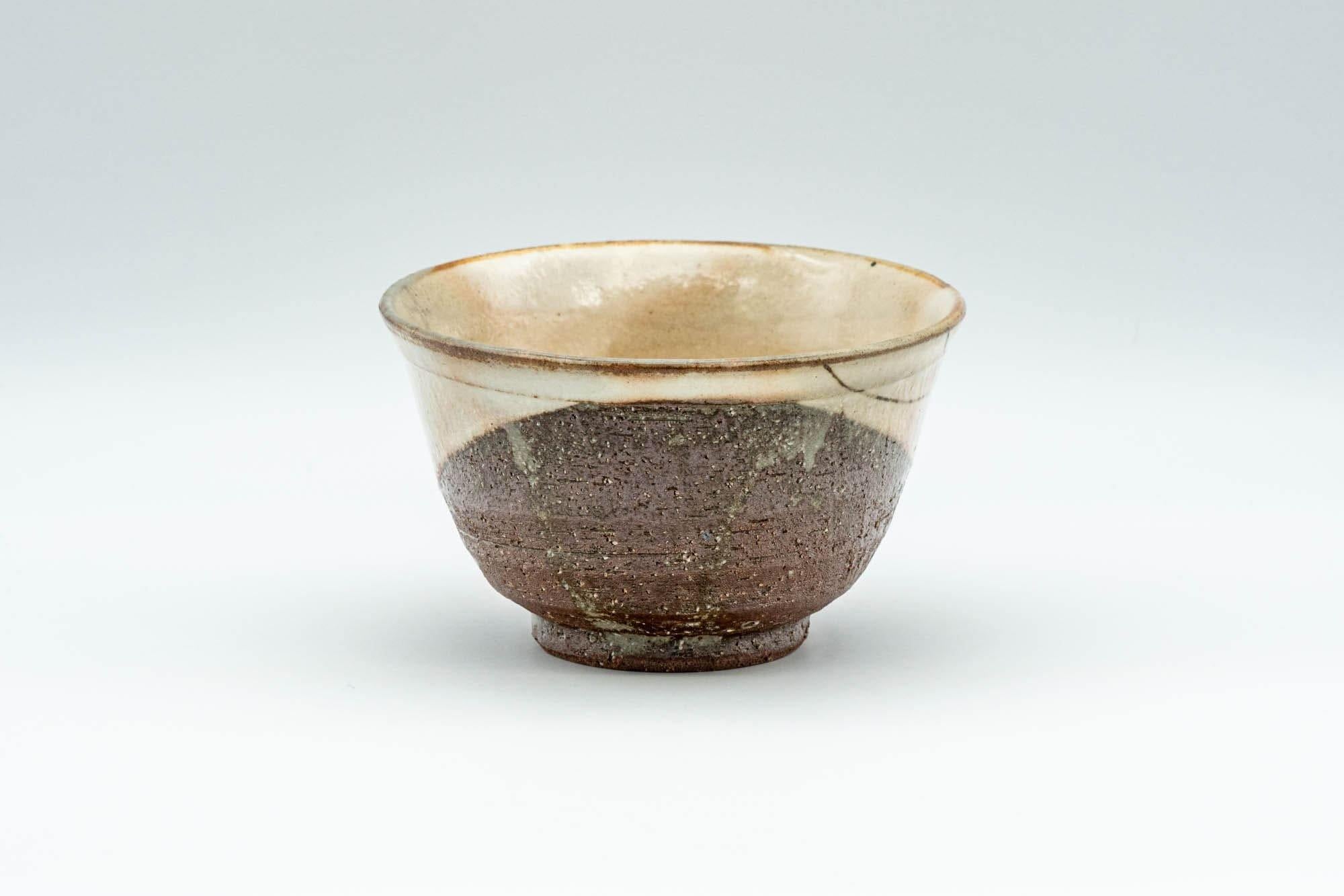 Japanese Teacup - Beige Floral Stoneware Yunomi - 150ml