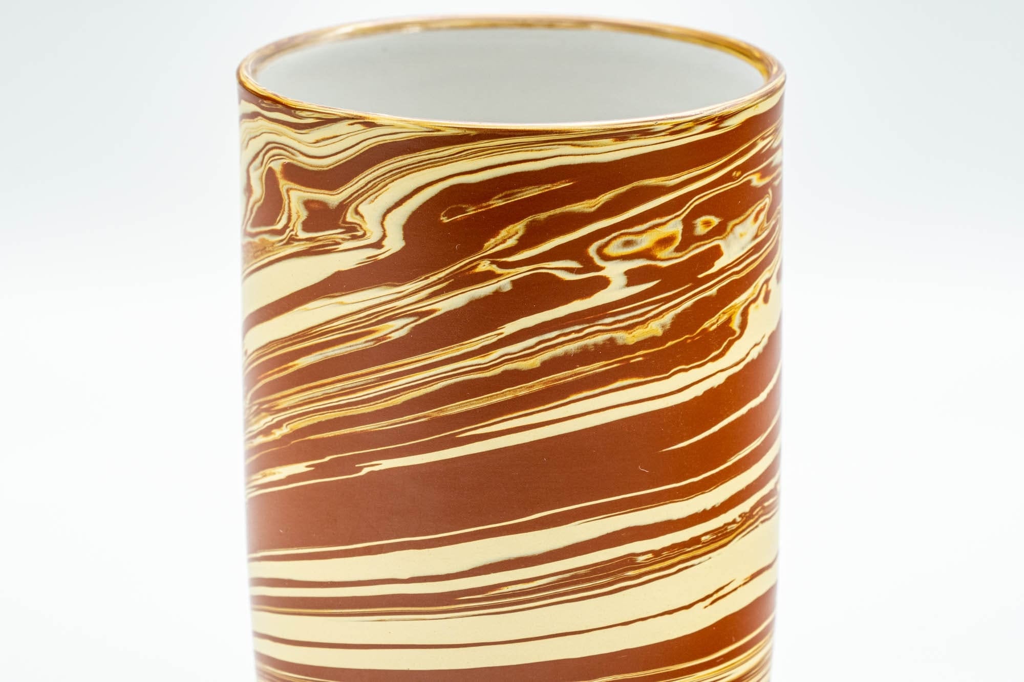 Japanese Teacup - 玉泉 Gyokusen Red and White Nerikomi Yunomi - 140ml