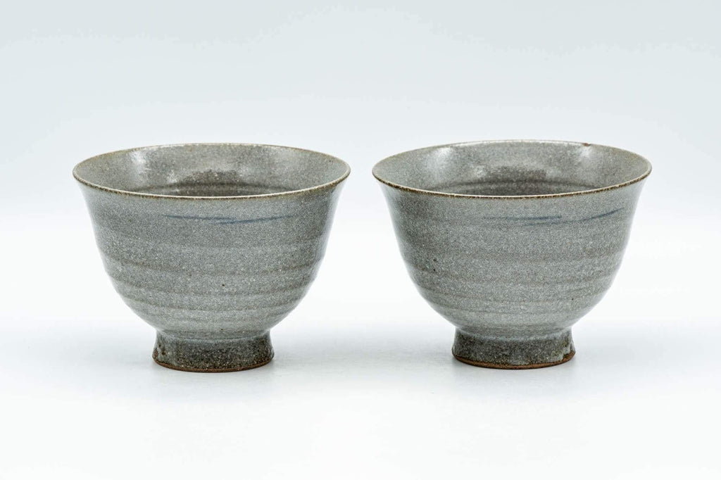 Japanese Teacups - Pair of Egret Matte Grey Glazed Yunomi - 110ml