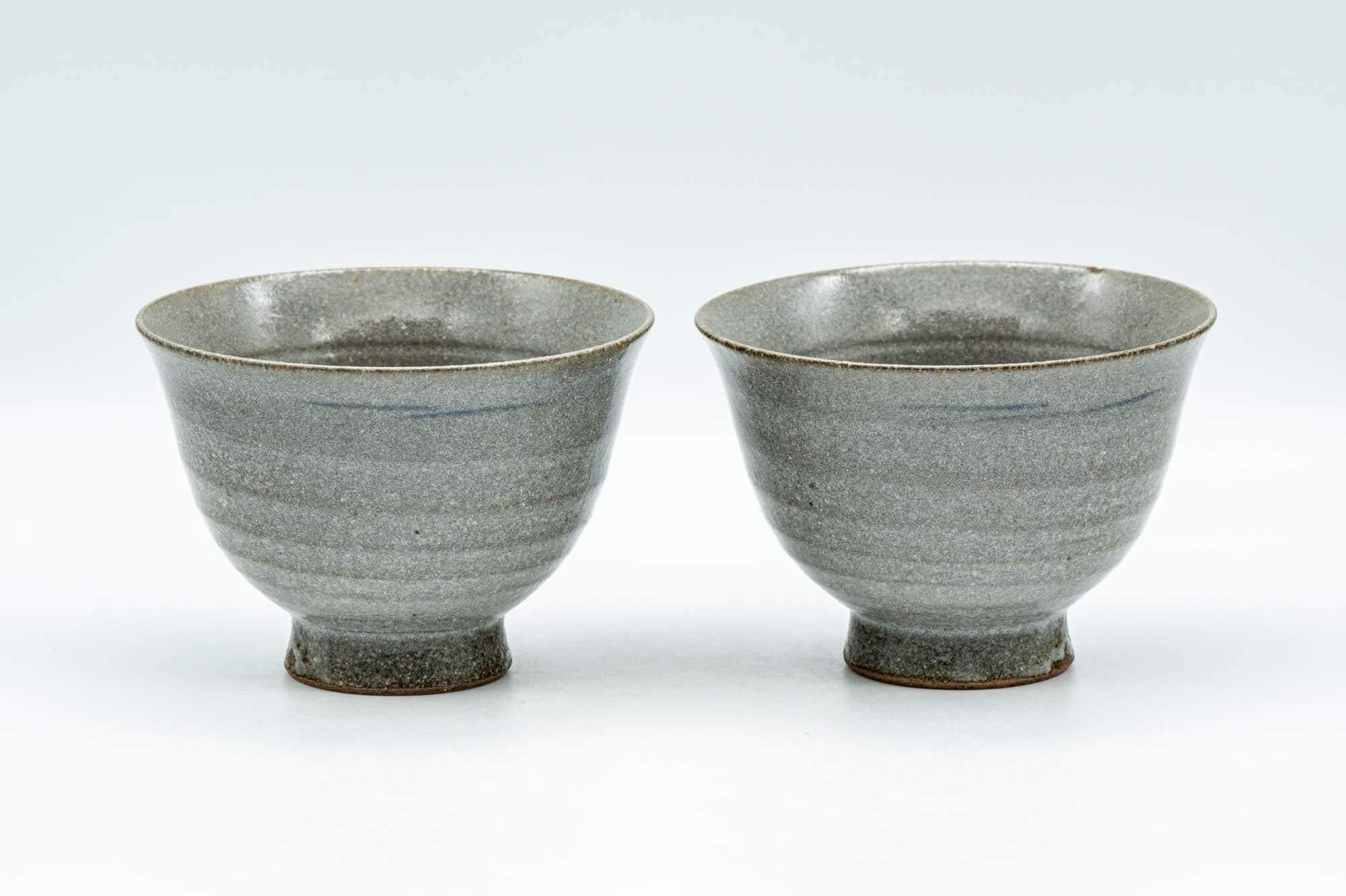 Japanese Teacups - Pair of Egret Matte Grey Glazed Yunomi - 110ml