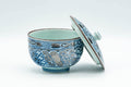 Japanese Teacup - Blue Oval Porcelain Lidded Yunomi - 150ml