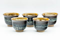 Japanese Teacups - Set of 5 Drip-Glazed Yunomi - 80ml