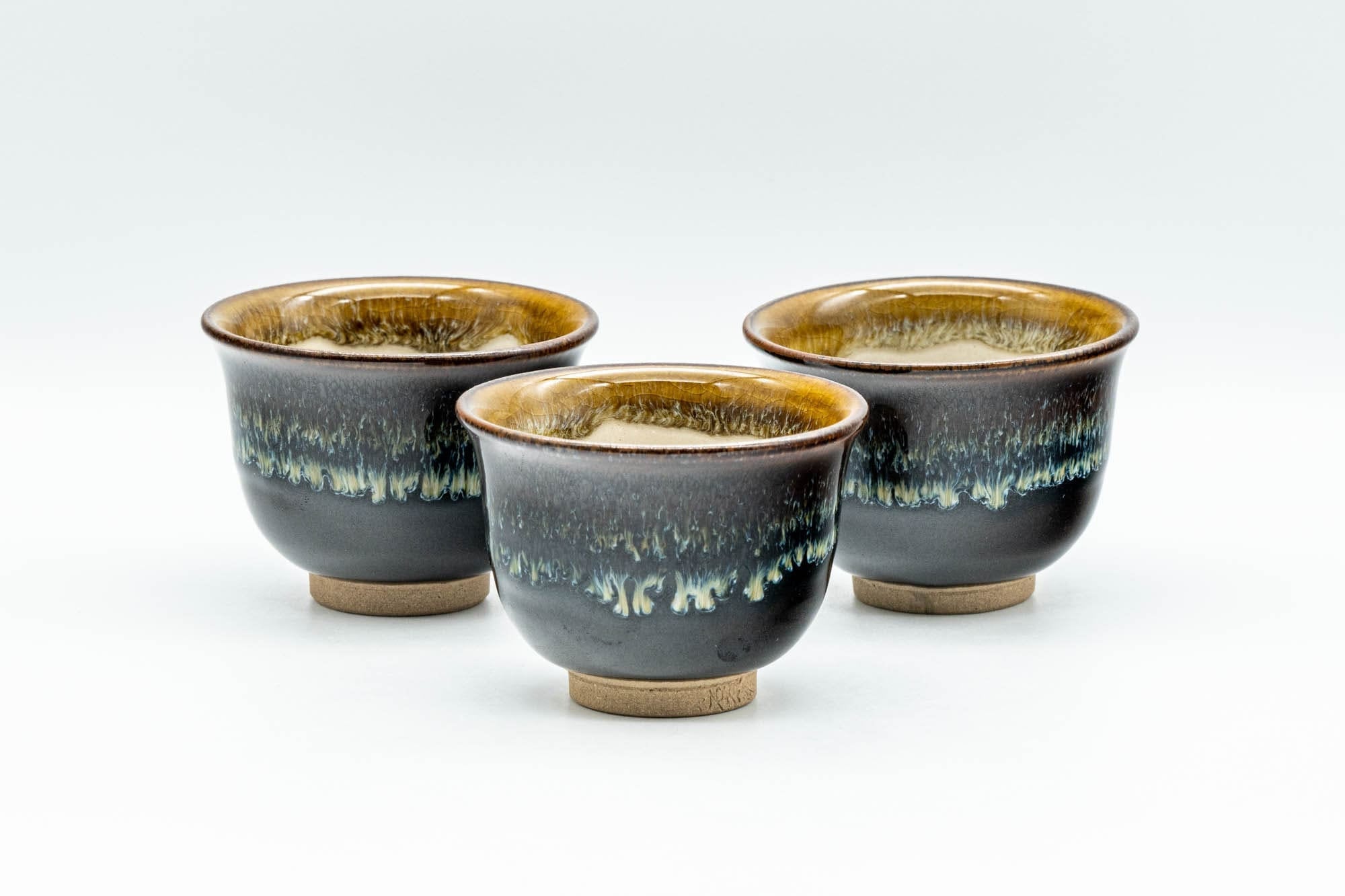 Japanese Teacups - Set of 5 Drip-Glazed Yunomi - 80ml