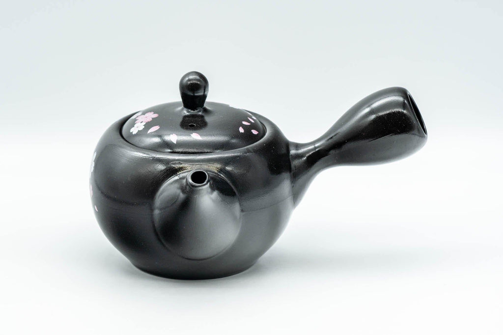 Japanese Kyusu - 金閣寺 Kinkakuji and Cherry Blossom Black Kurodei Teapot - 350ml