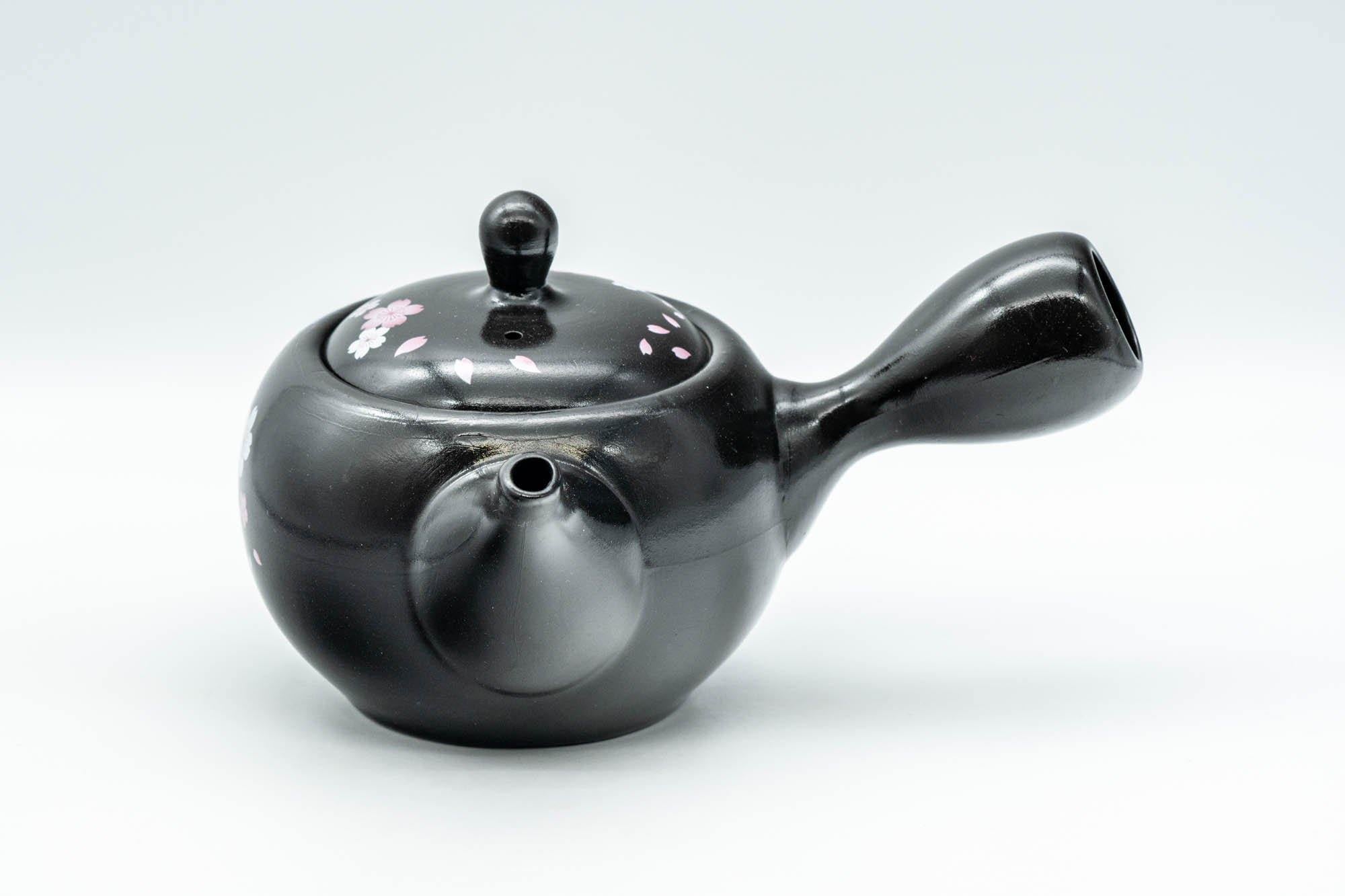 Japanese Kyusu - 金閣寺 Kinkakuji and Cherry Blossom Black Kurodei Teapot - 350ml