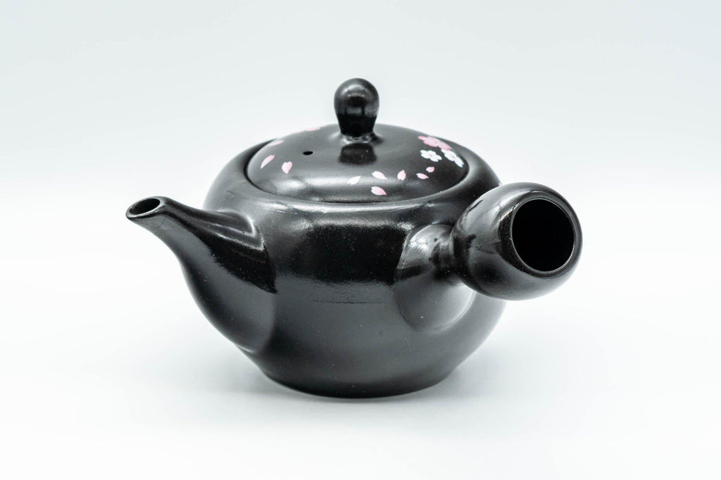 Japanese Kyusu - 金閣寺 Kinkakuji and Cherry Blossom Black Kurodei Teapot - 350ml