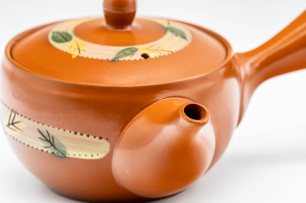 Japanese Kyusu - Autumn Leaves Striped Tokoname-yaki Teapot - 175ml