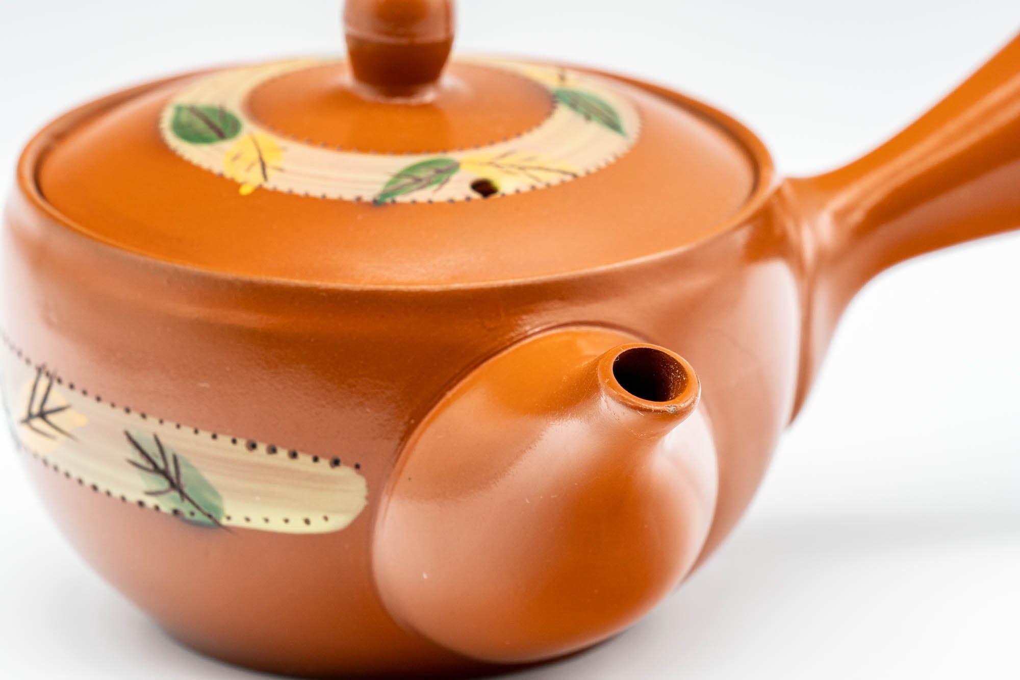 Japanese Kyusu - Autumn Leaves Striped Tokoname-yaki Teapot - 175ml