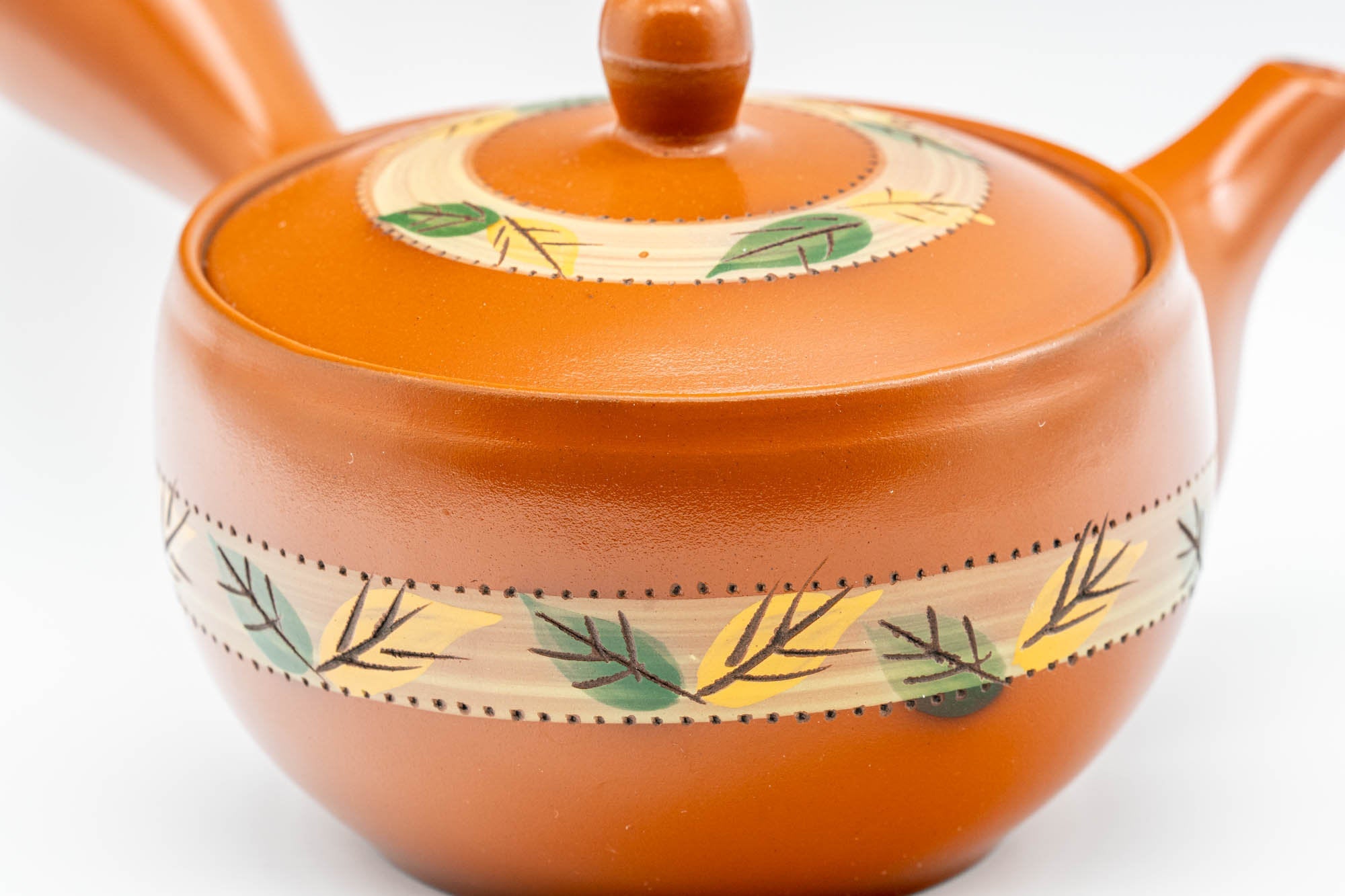 Japanese Kyusu - Autumn Leaves Striped Tokoname-yaki Teapot - 175ml