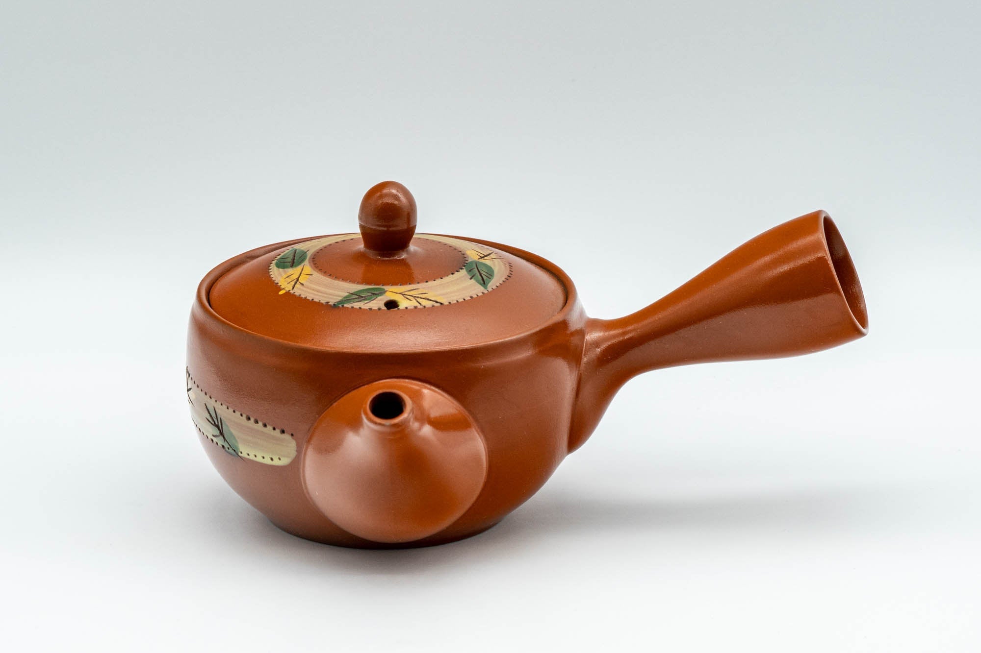 Japanese Kyusu - Autumn Leaves Striped Tokoname-yaki Teapot - 175ml