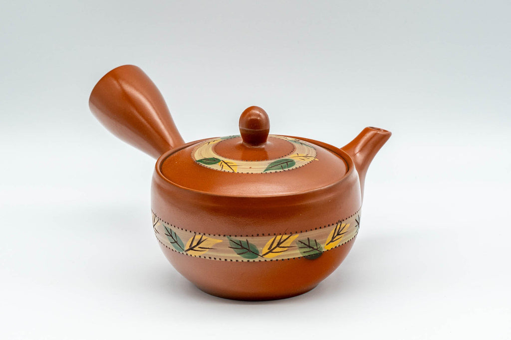 Japanese Kyusu - Autumn Leaves Striped Tokoname-yaki Teapot - 175ml