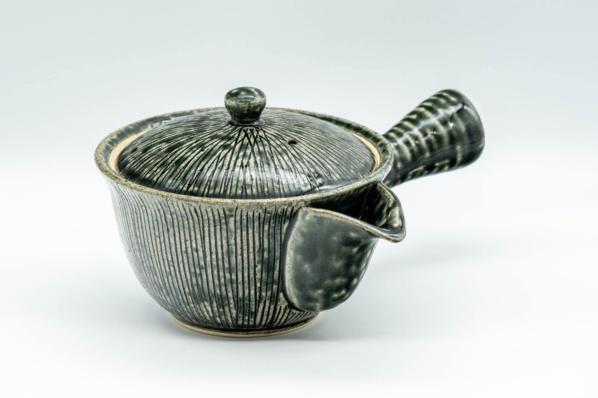 Japanese Kyusu - Green Striped Houhin-style Teapot - 275ml