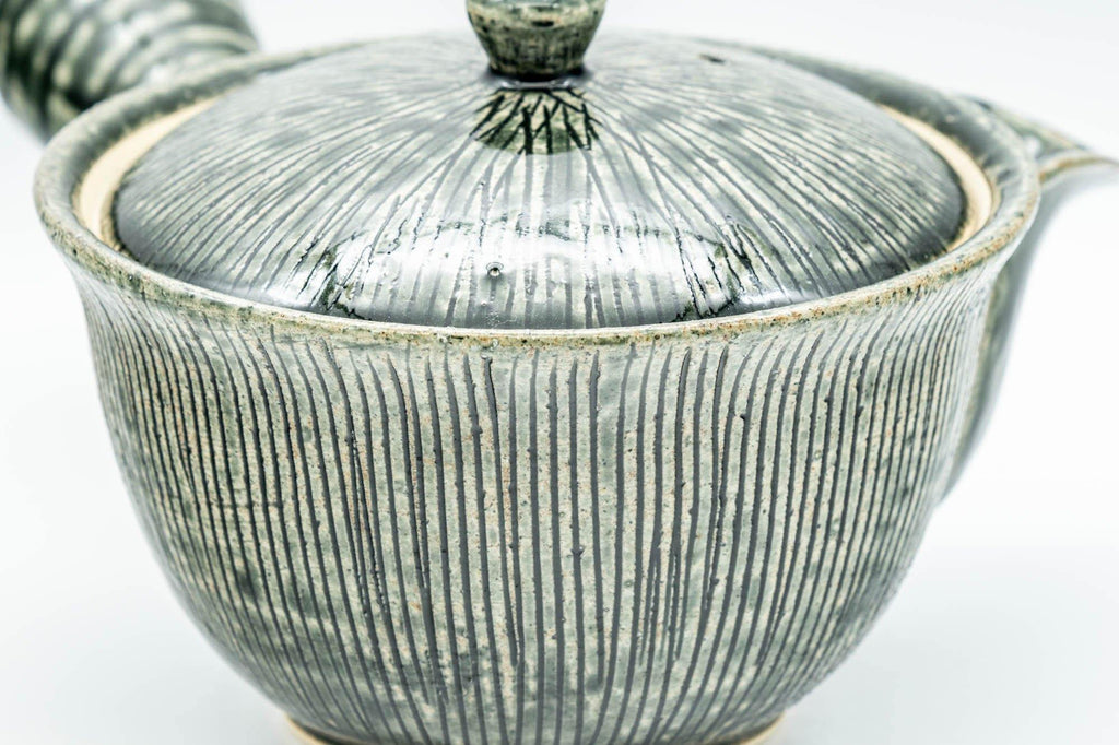 Japanese Kyusu - Green Striped Houhin-style Teapot - 275ml