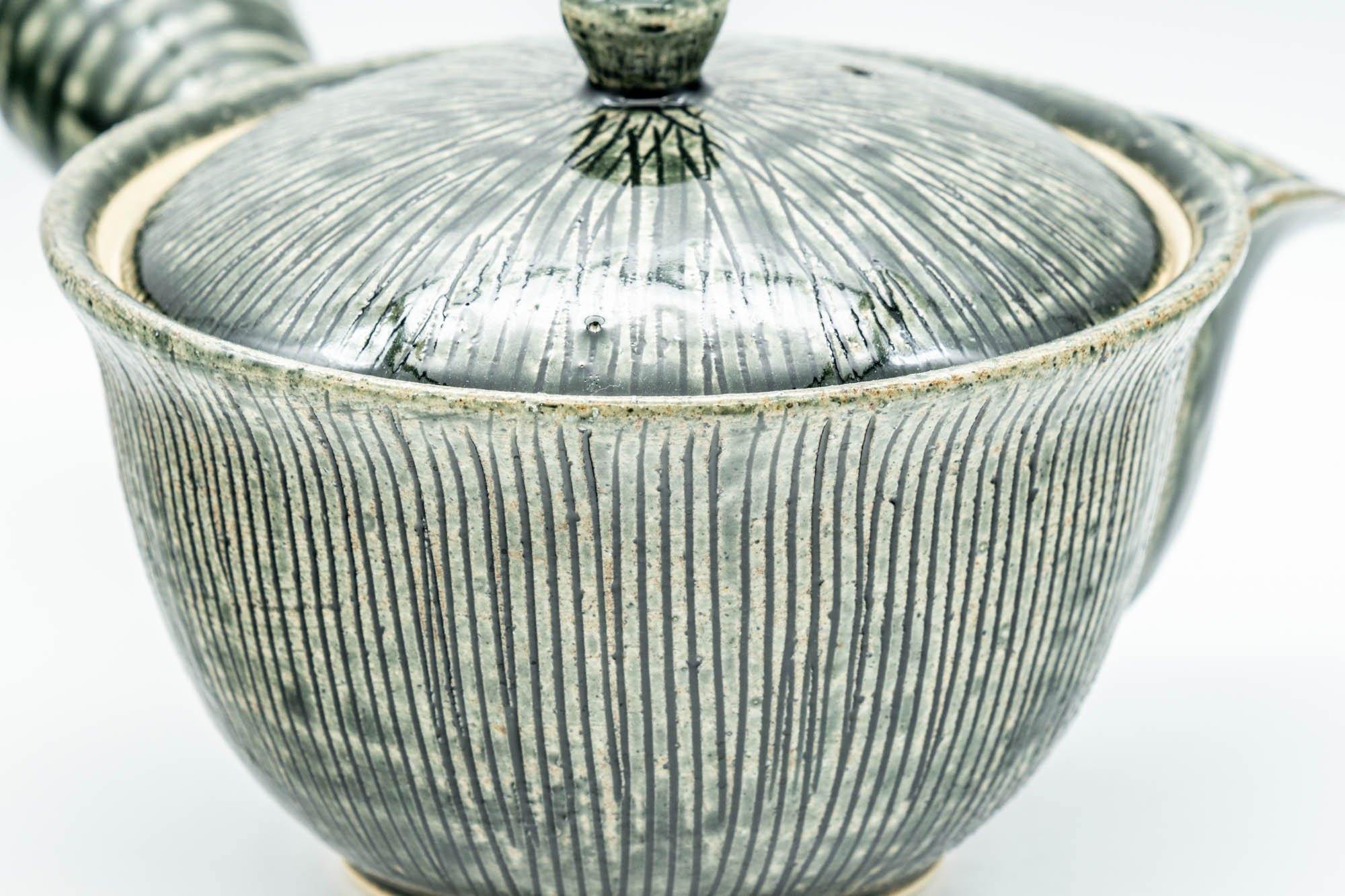 Japanese Kyusu - Green Striped Houhin-style Teapot - 275ml