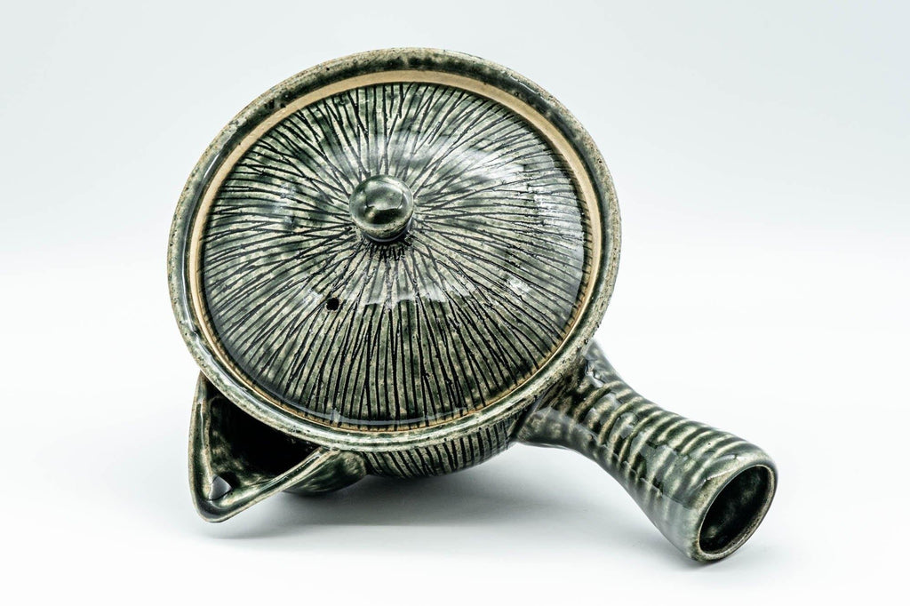 Japanese Kyusu - Green Striped Houhin-style Teapot - 275ml