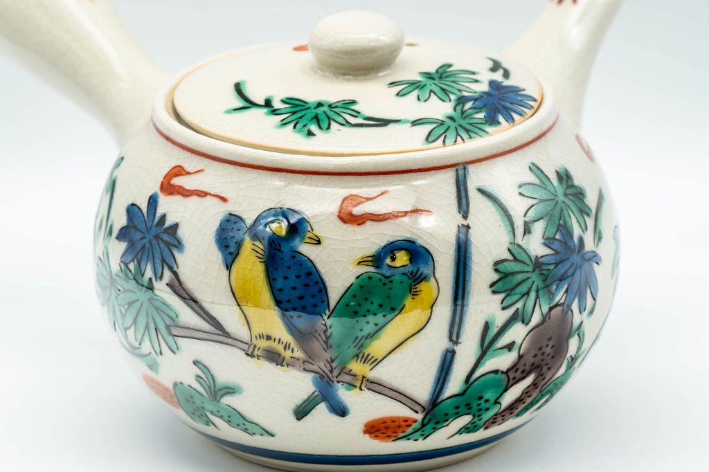 Japanese Kyusu - Tropical Parrots Kutani-yaki Debeso Teapot - 375ml