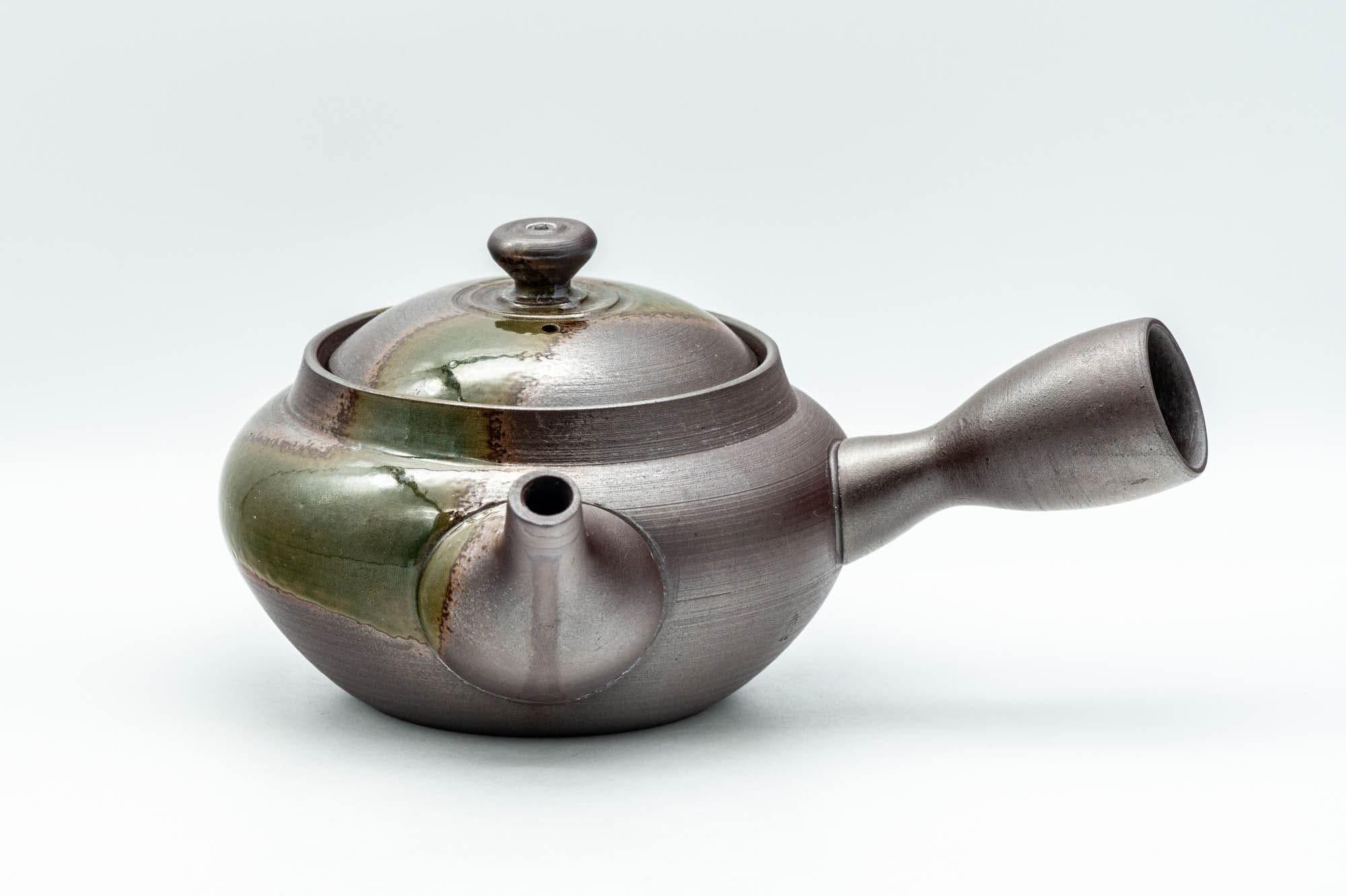 Japanese Kyusu - 萬古焼 Obi-ami Banko-yaki Teapot with Green Ash Glaze - 350ml