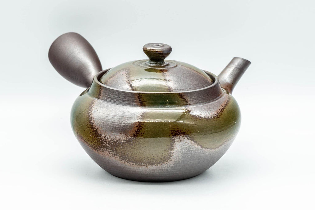 Japanese Kyusu - 萬古焼 Obi-ami Banko-yaki Teapot with Green Ash Glaze - 350ml