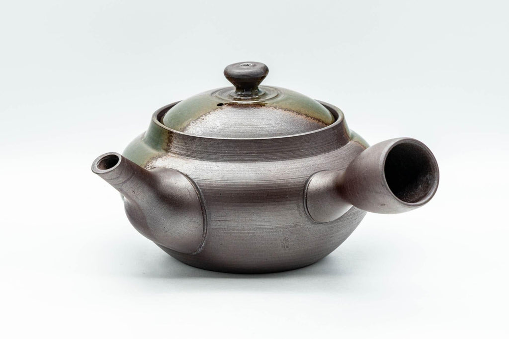Japanese Kyusu - 萬古焼 Obi-ami Banko-yaki Teapot with Green Ash Glaze - 350ml