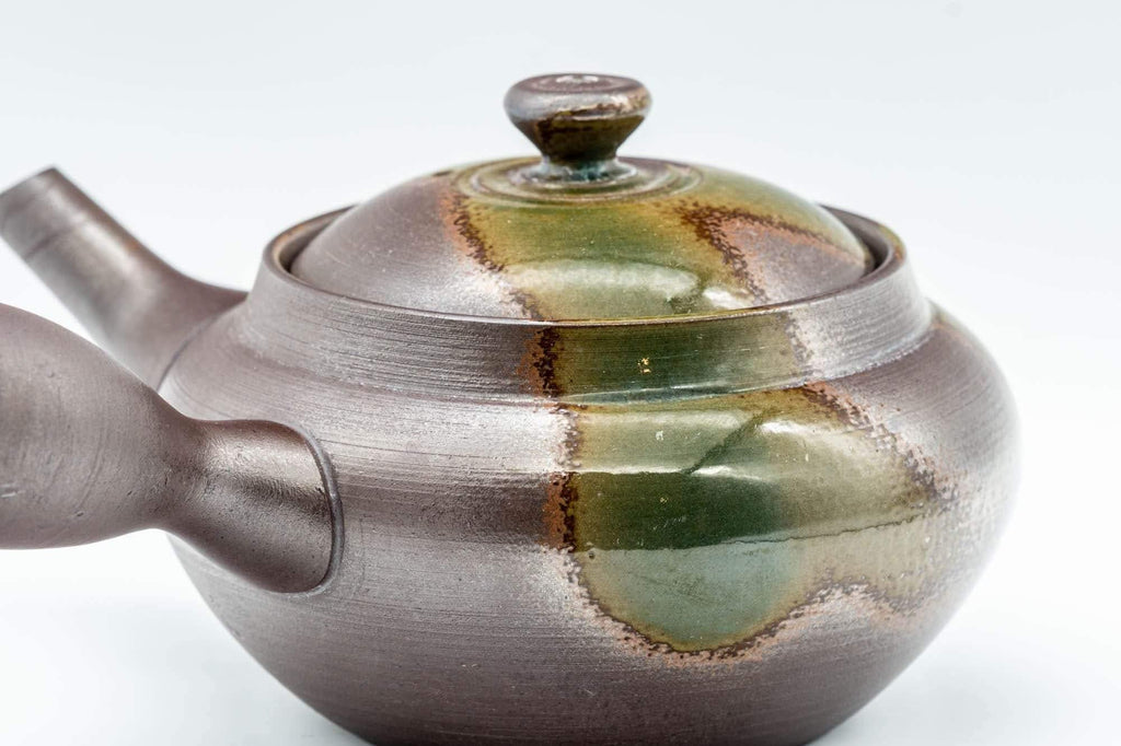Japanese Kyusu - 萬古焼 Obi-ami Banko-yaki Teapot with Green Ash Glaze - 350ml