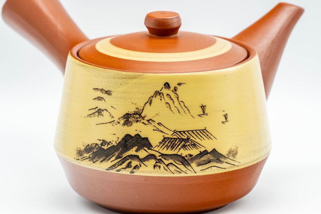 Japanese Tea Set - Mountainous Tokoname-yaki Debeso Kyusu with 3 Yunomi Teacups