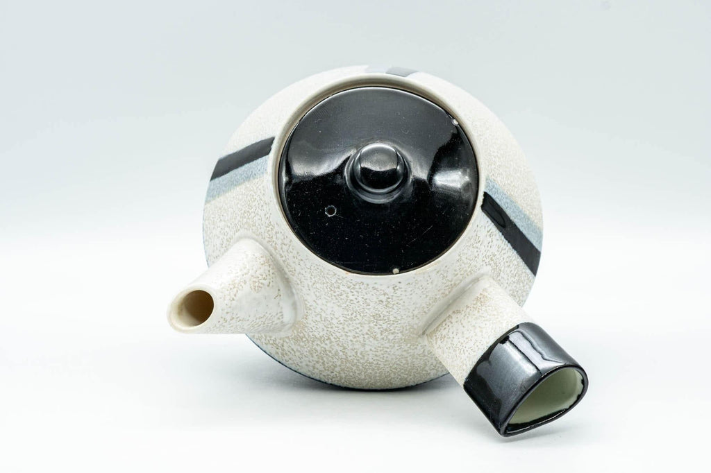 Japanese Kyusu - Black and White Striped Trapezoidal Debeso Teapot - 400ml