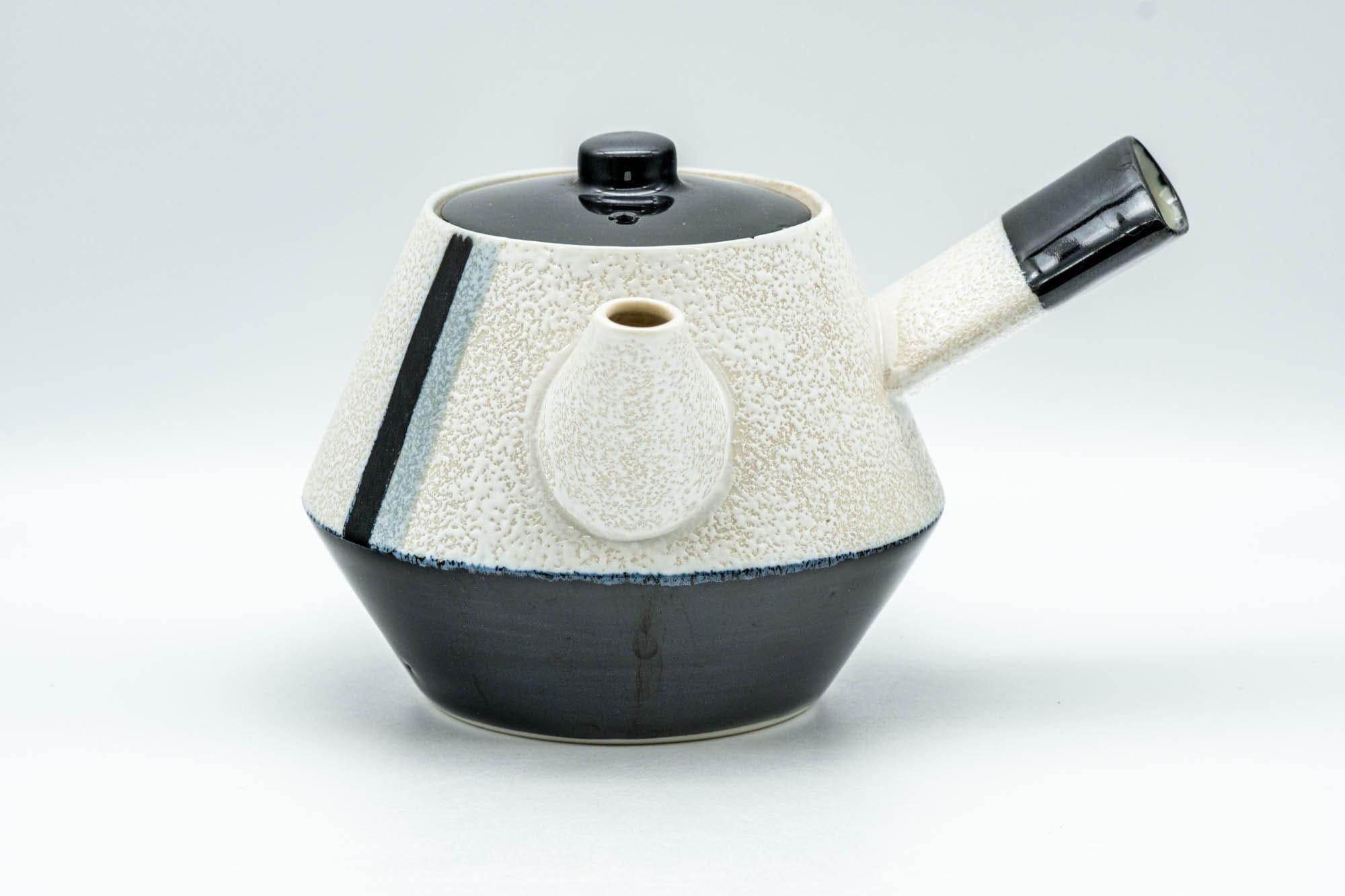 Japanese Kyusu - Black and White Striped Trapezoidal Debeso Teapot - 400ml