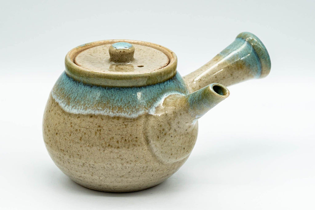 Japanese Kyusu - 上野焼 Turquoise Drip Glazed Agano-yaki Teapot - 325ml