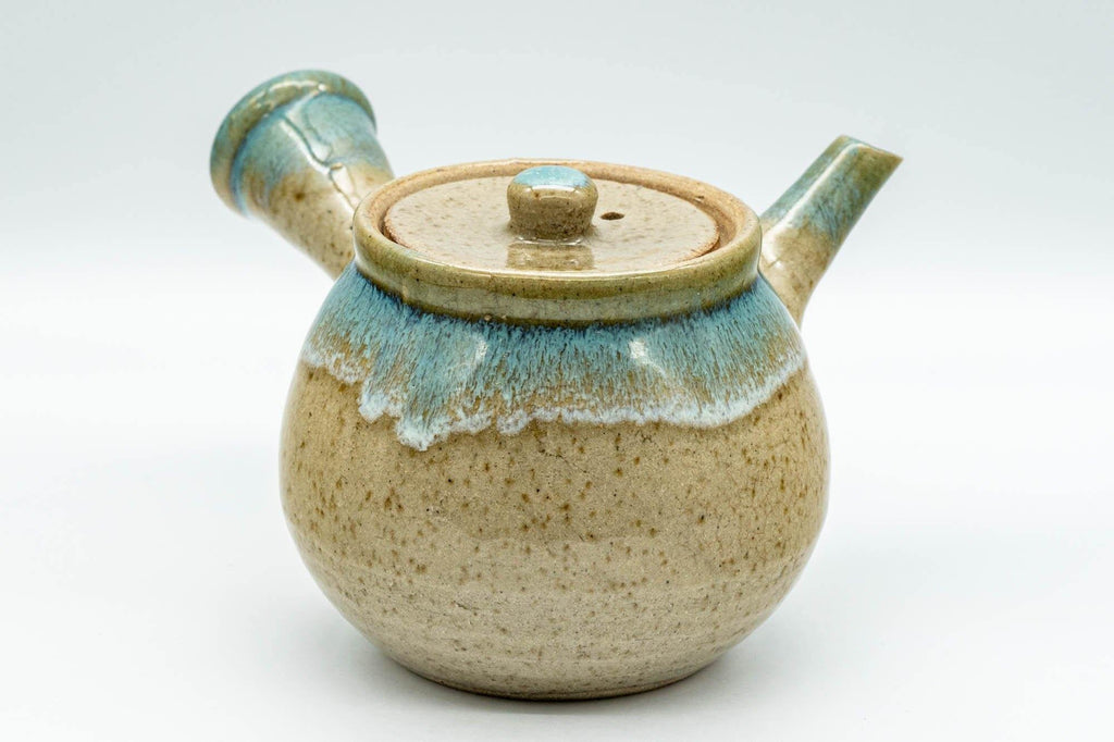 Japanese Kyusu - 上野焼 Turquoise Drip Glazed Agano-yaki Teapot - 325ml