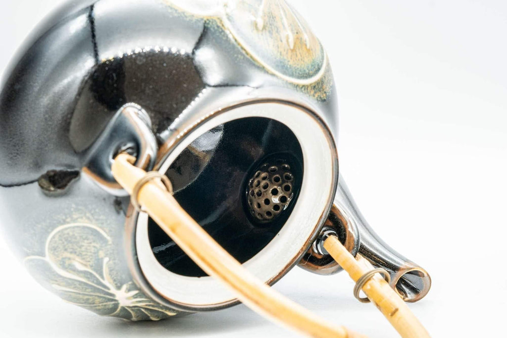 Japanese Dobin - Black Floral Debeso Top-Handle Teapot - 600ml