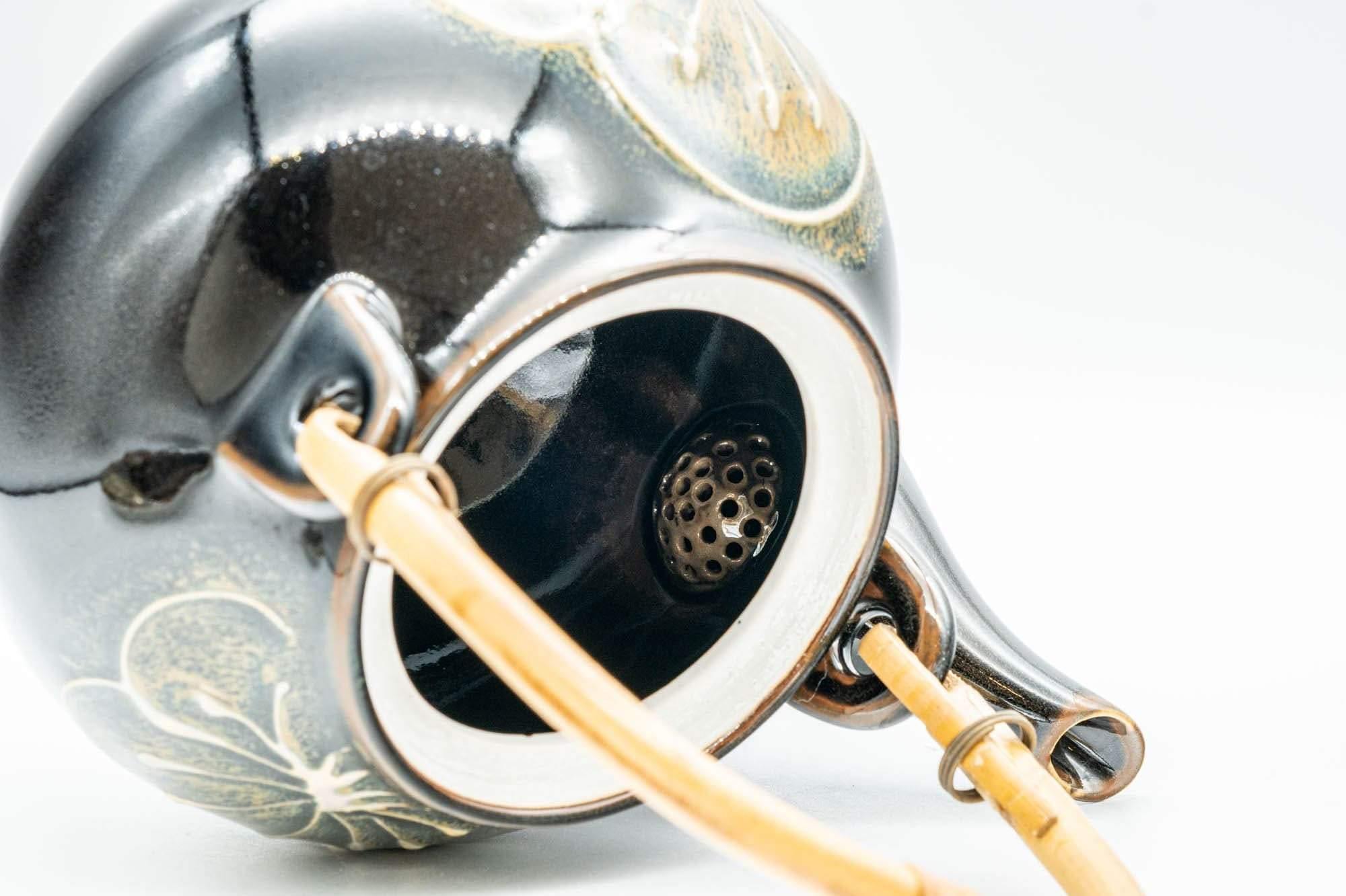 Japanese Dobin - Black Floral Debeso Top-Handle Teapot - 600ml