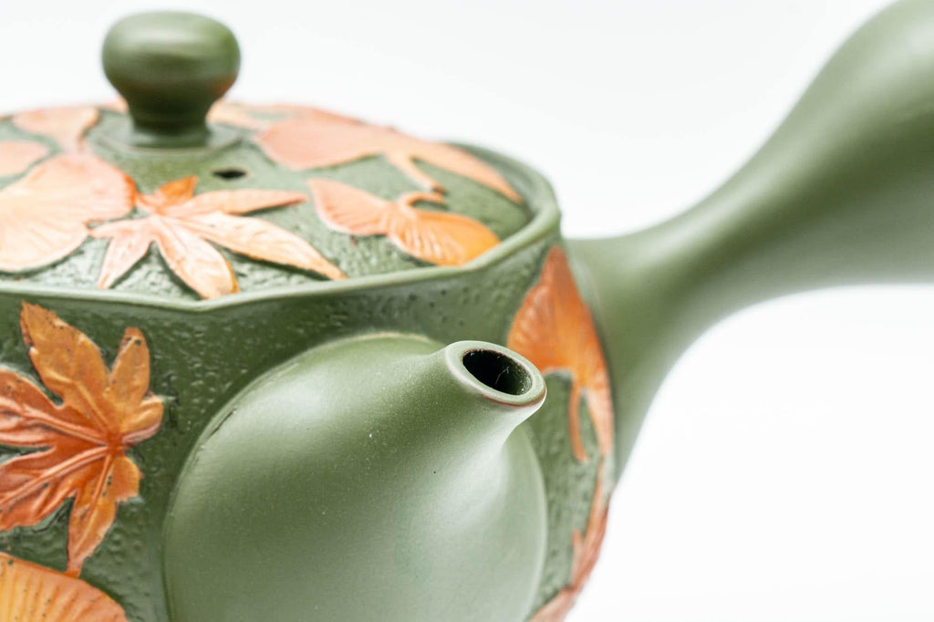 Japanese Kyusu - Ginko Maple Leaf Tokoname-yaki Teapot  - 260ml