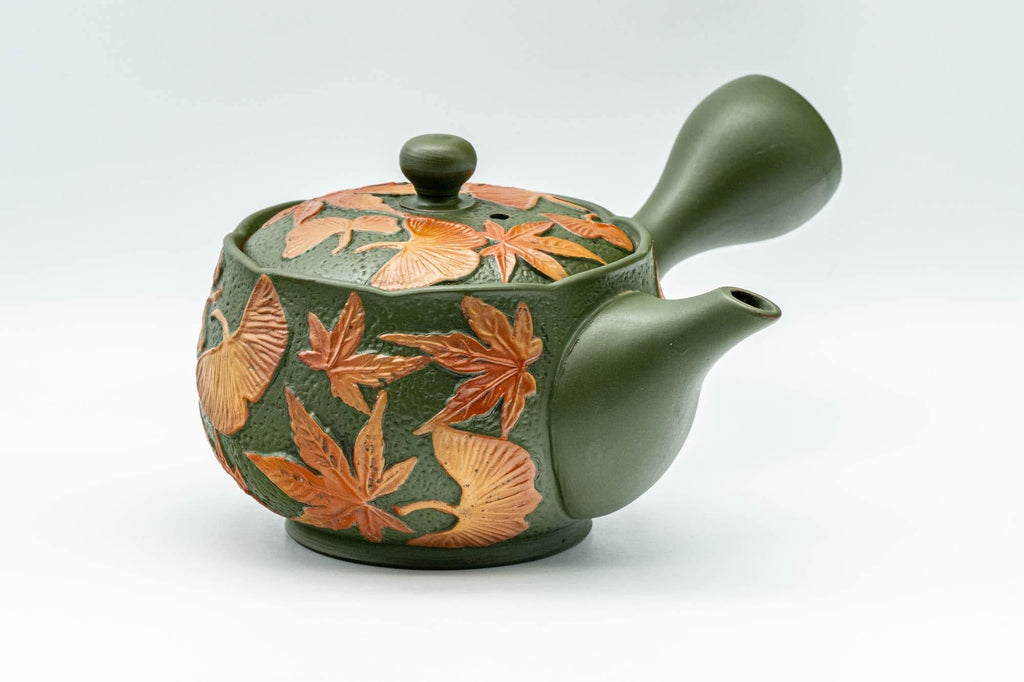 Japanese Kyusu - Ginko Maple Leaf Tokoname-yaki Teapot  - 260ml
