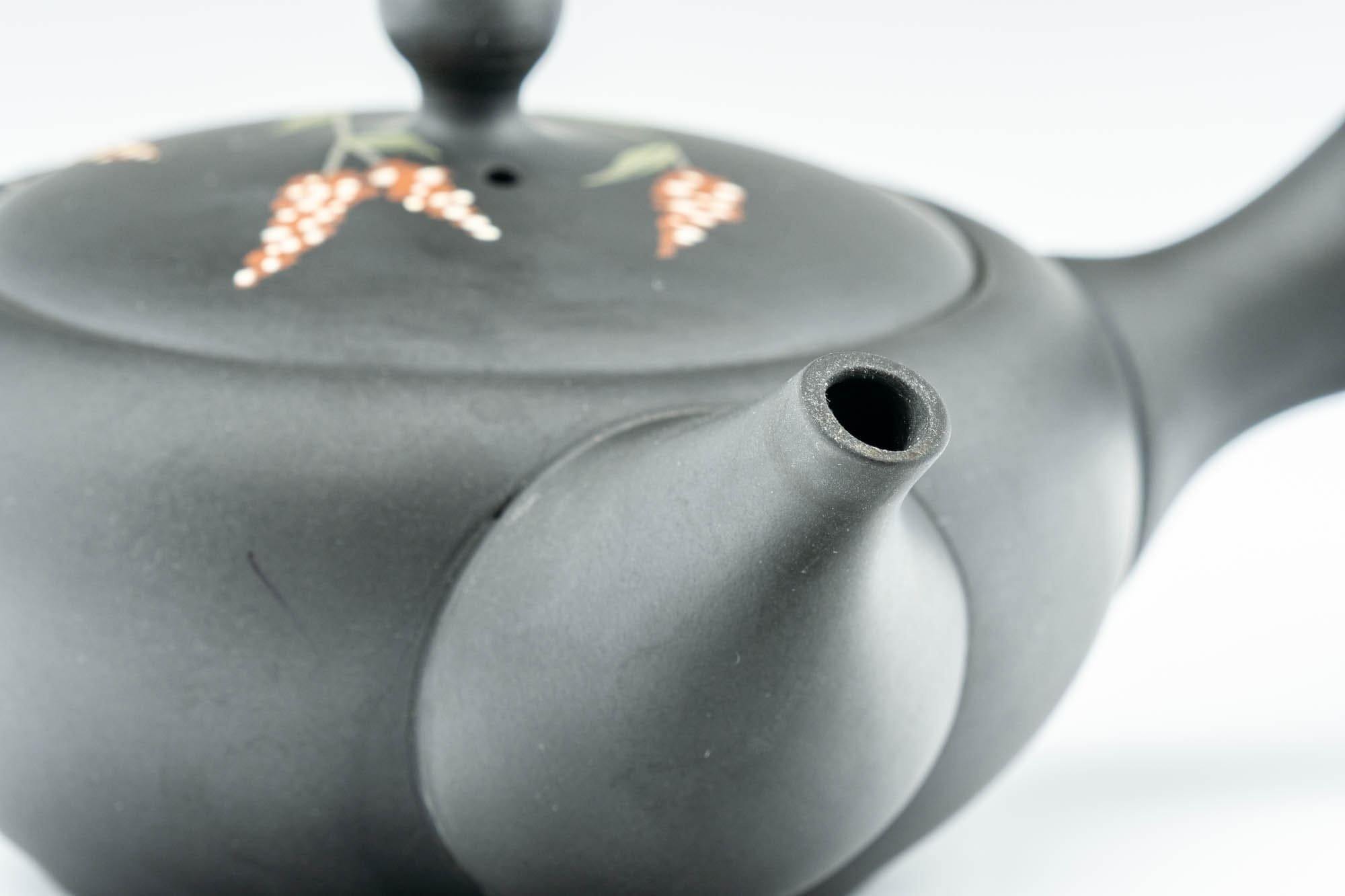 Japanese Kyusu - 昭萌 Shohou Koie Floral Kurodei Tokoname-yaki Obi-ami Teapot - 250ml