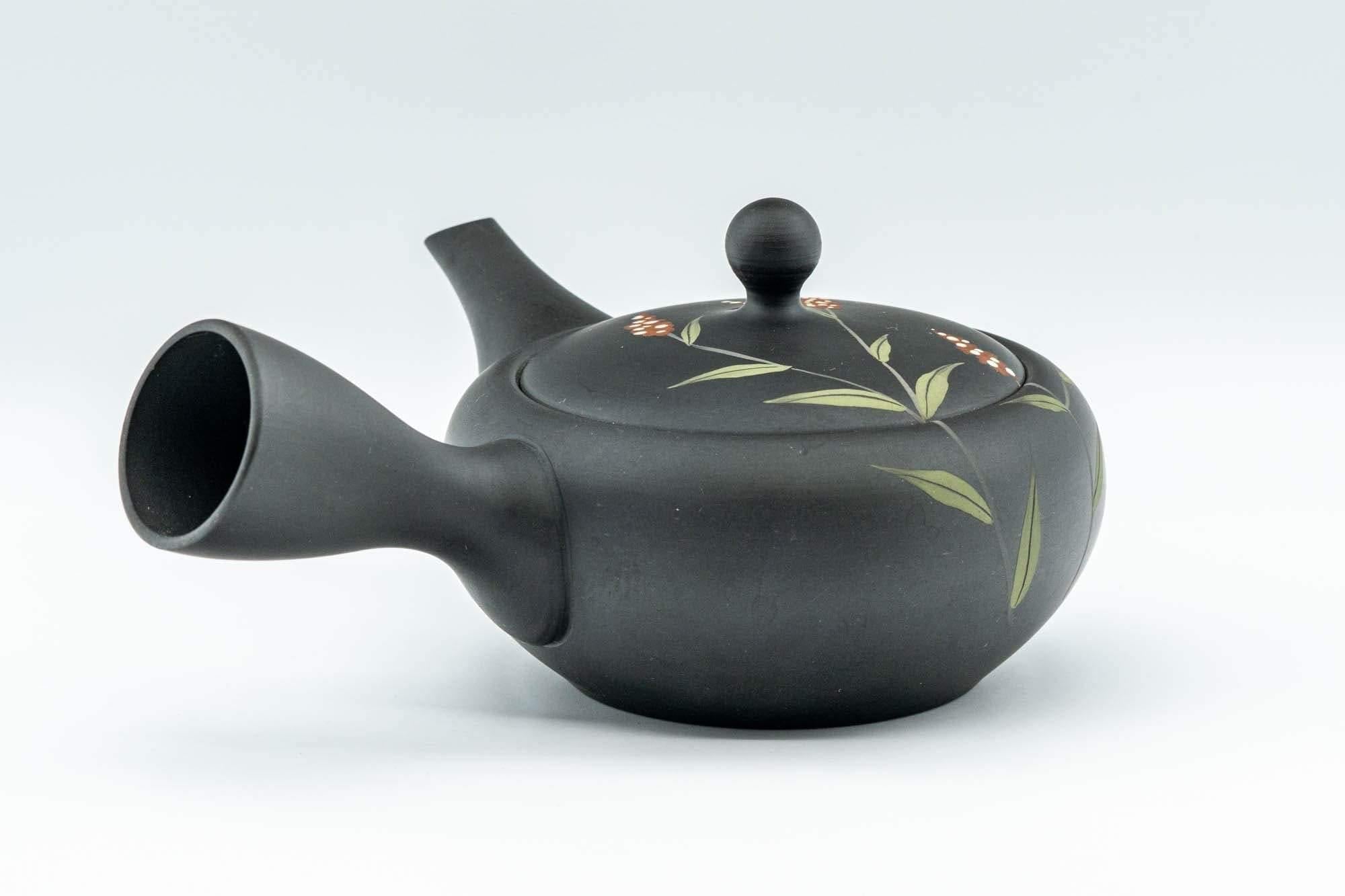 Japanese Kyusu - 昭萌 Shohou Koie Floral Kurodei Tokoname-yaki Obi-ami Teapot - 250ml