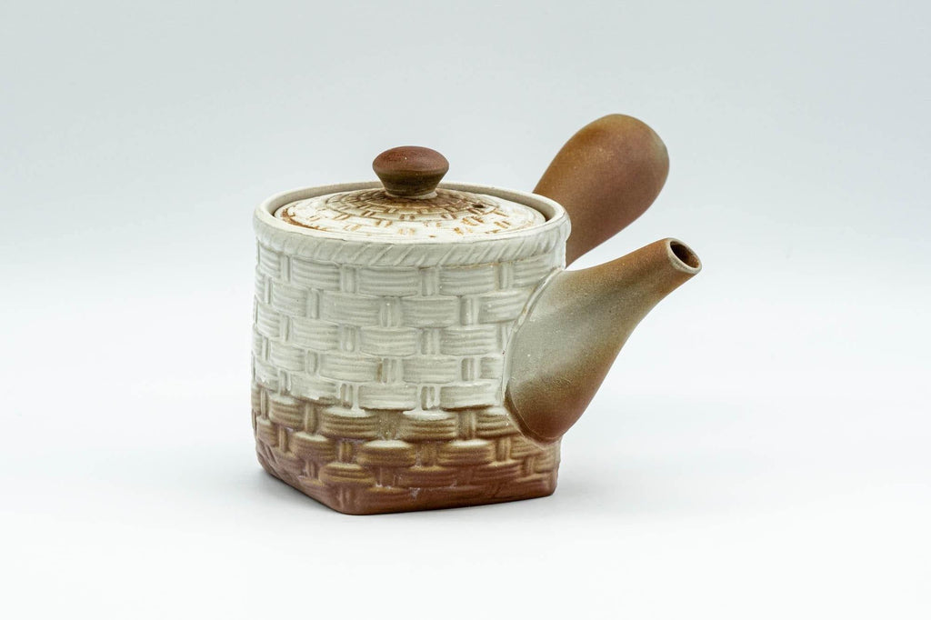 Japanese Kyusu - Brown and White Basket-patterned Teapot - 190ml