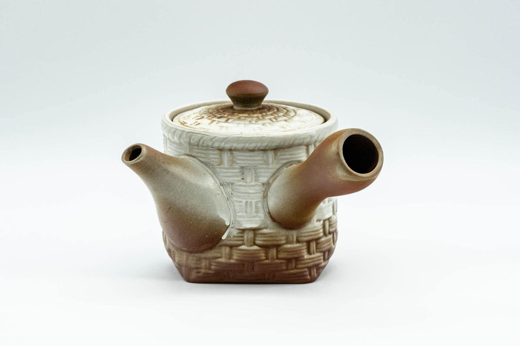 Japanese Kyusu - Brown and White Basket-patterned Teapot - 190ml