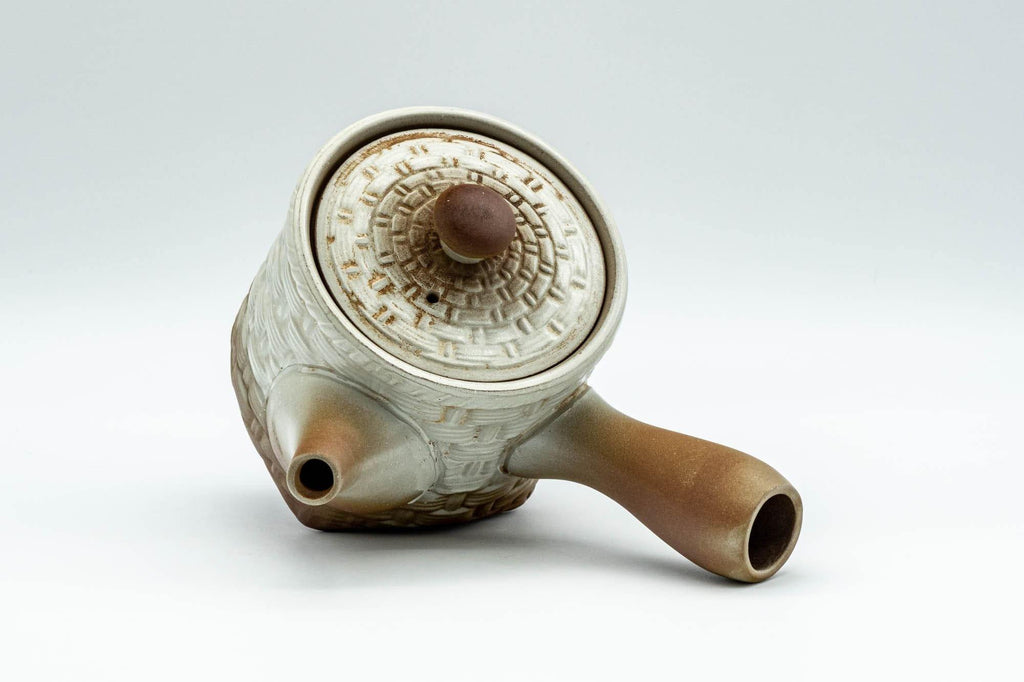Japanese Kyusu - Brown and White Basket-patterned Teapot - 190ml