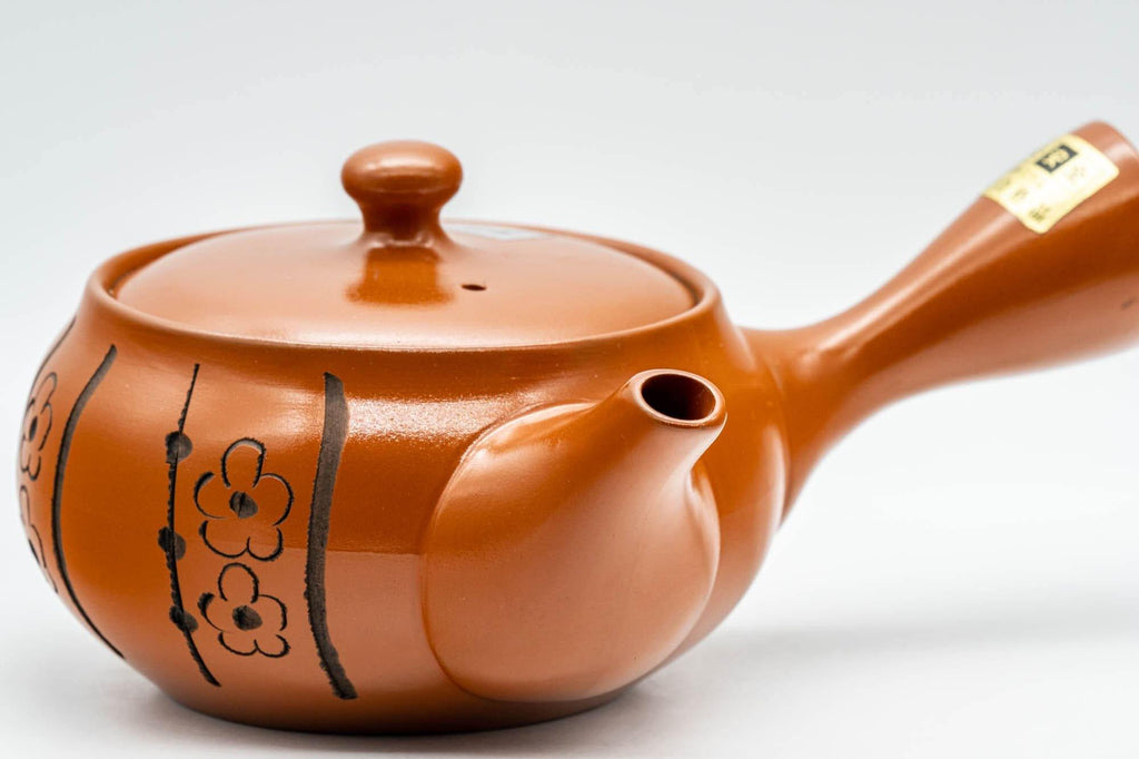 Japanese Kyusu - Floral Striped Tokoname-yaki Obi-ami Teapot - 320ml