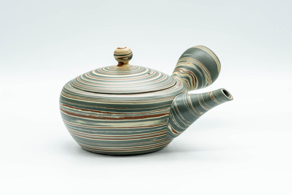 Japanese Kyusu - Green Nerikomi Tokoname-yaki Teapot - 250ml