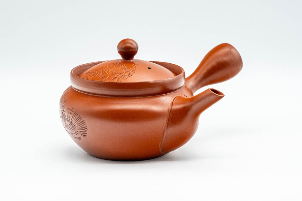 Japanese Kyusu - Engraved Collared Tokoname-yaki Teapot - 275ml