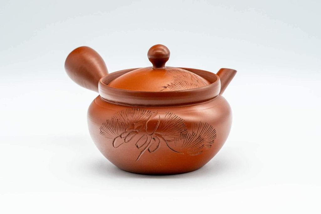 Japanese Kyusu - Engraved Collared Tokoname-yaki Teapot - 275ml