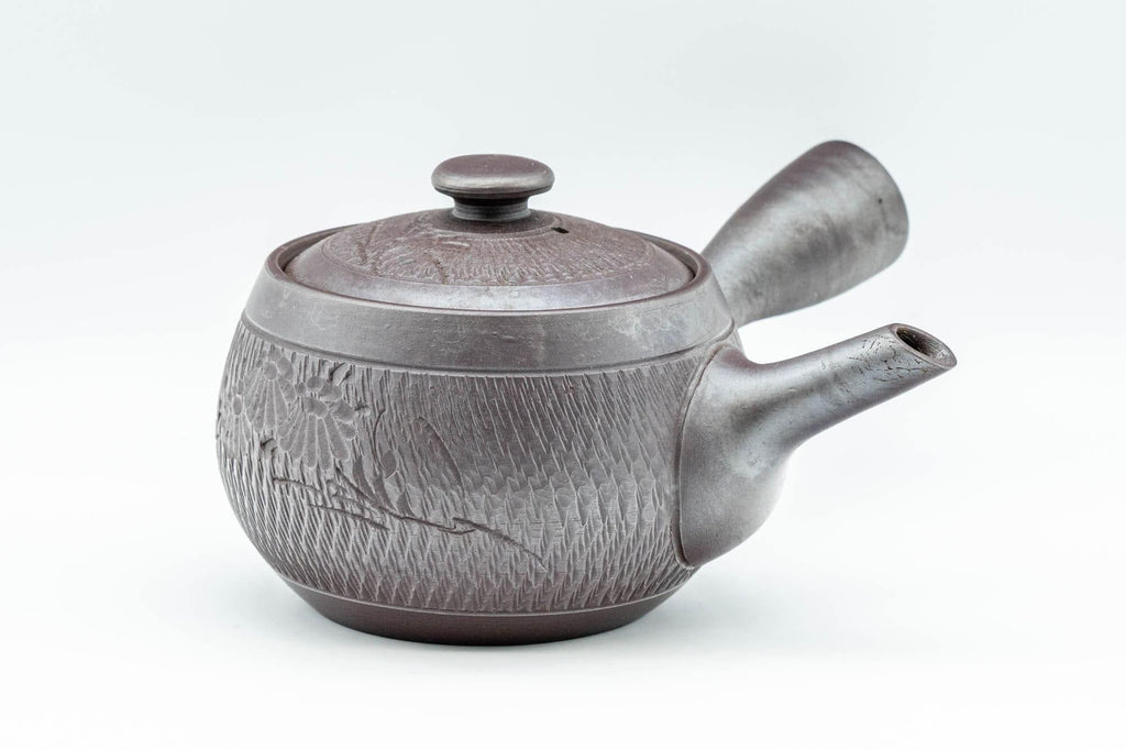 Japanese Kyusu - Engraved Banko-yaki Obi-ami 360 Strainer Teapot - 250ml