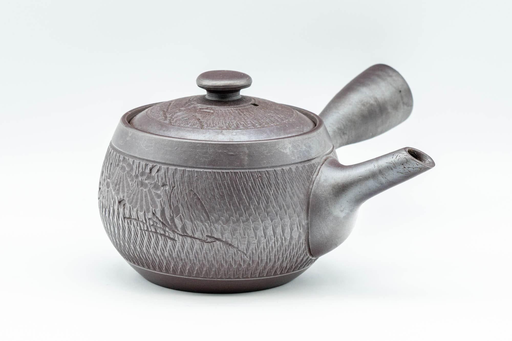 Japanese Kyusu - Engraved Banko-yaki Obi-ami 360 Strainer Teapot - 250ml
