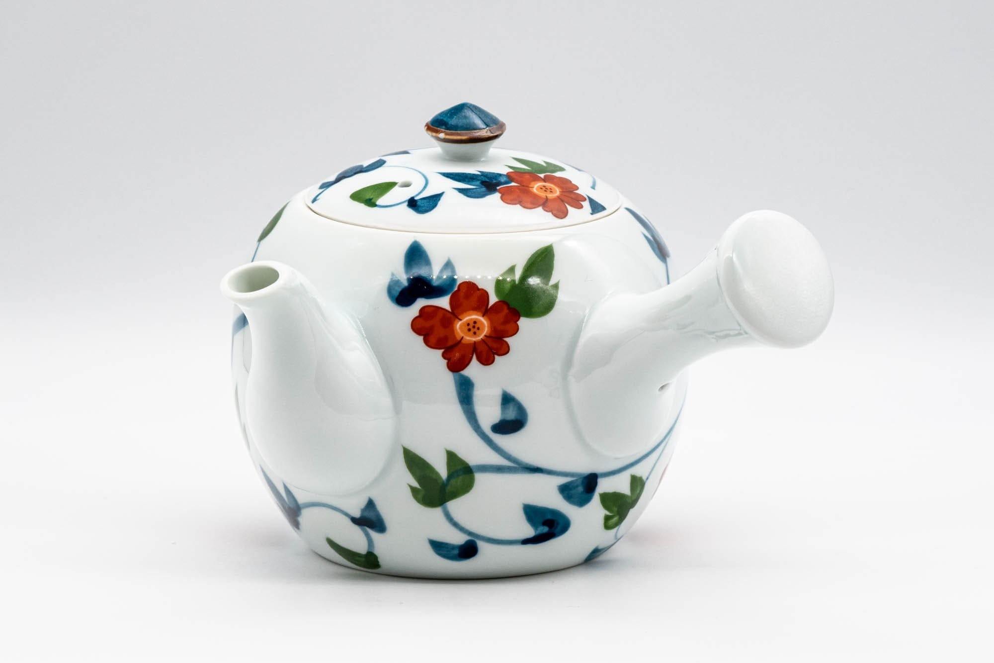 Japanese Kyusu - Floral White Porcelain Arita-yaki Teapot - 400ml